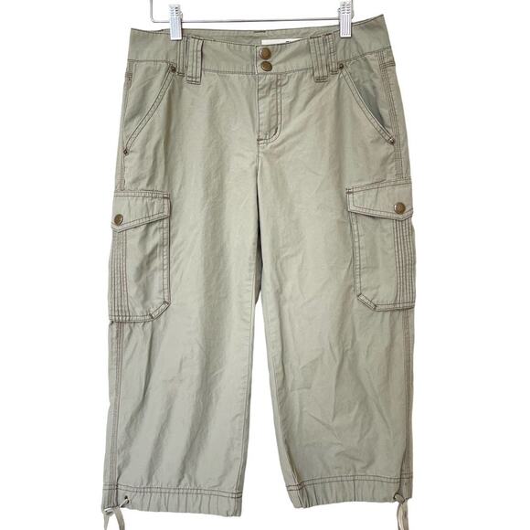 DKNY JEANS Khaki Green Utility Cargo Cropped Pants Size 2 - Picture 1 of 10